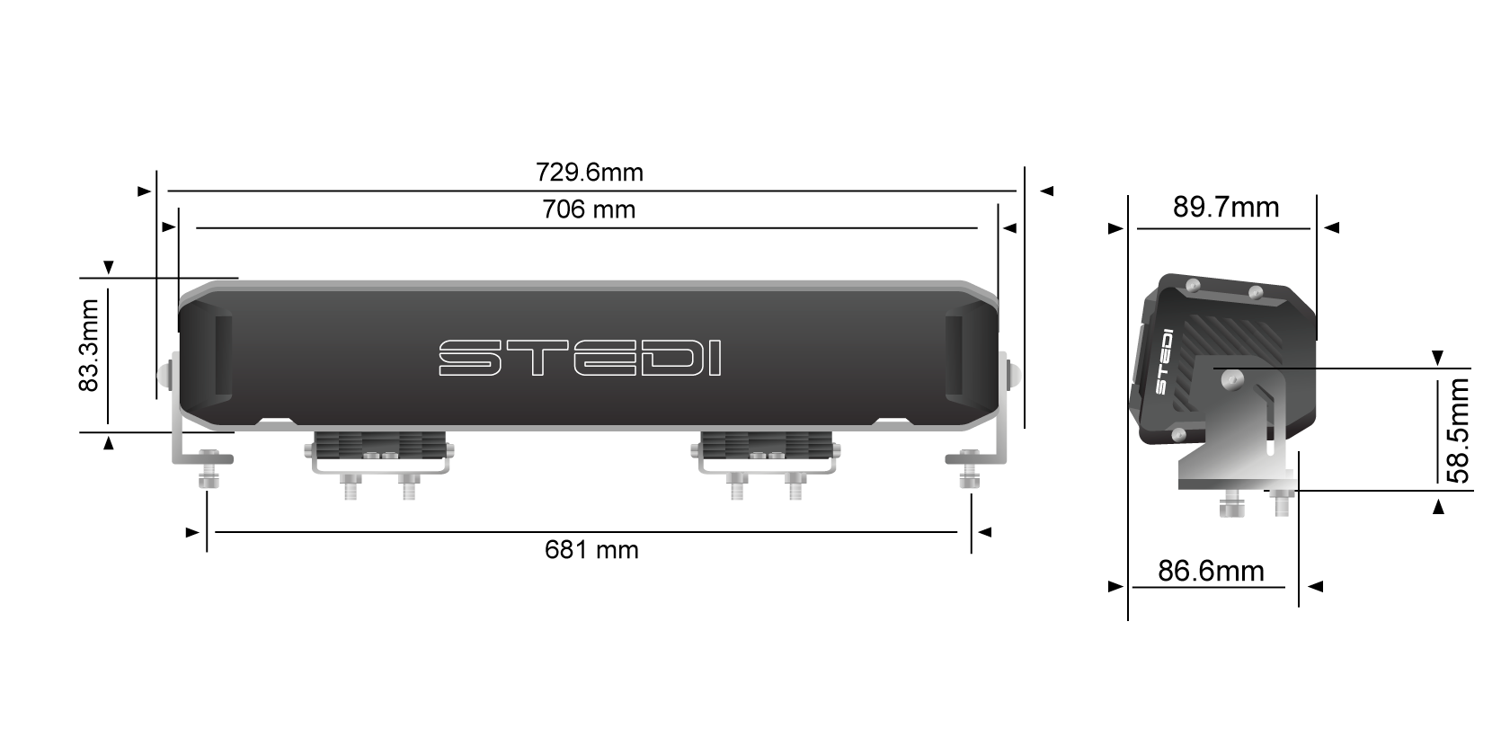 STEDI Sport Plus Double Row 28 inch 52 LED Light Bar